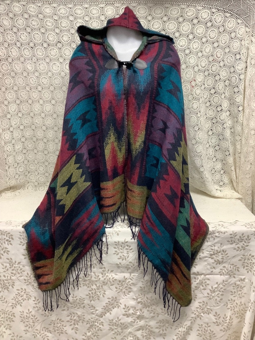 NWOT Colorful hooded Cape s-m-lg